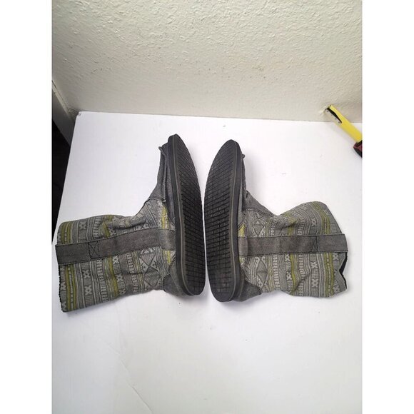 Sanuk Womens Grey Tribal Pattern Cozy Boot Slippers With Rubber Soles Size 7 - Picture 5 of 10